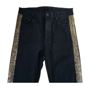 MOTHER Looker Ankle Fray Jeans Women's 28* Black Metallic Guilty Flash